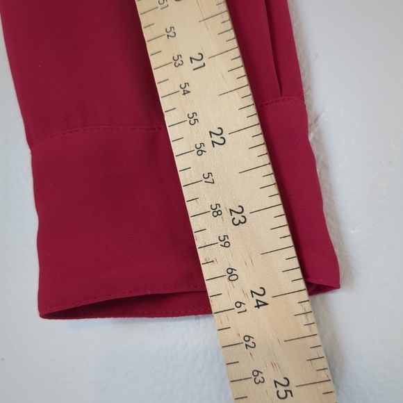 Le Chateau Blouse Women's Medium Pink Red Button Down Sheer Barbiecore Feminine - Picture 6 of 8